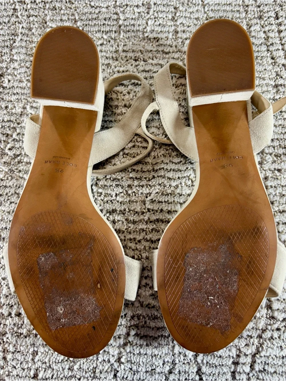 Cole Haan Women's Size 9 Light Mortar Josie Block Heel Suede Sandals
